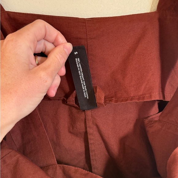 Kowtow Midi Dress in Rust S EUC Square Neckline Belted organic cotton - Picture 7 of 7